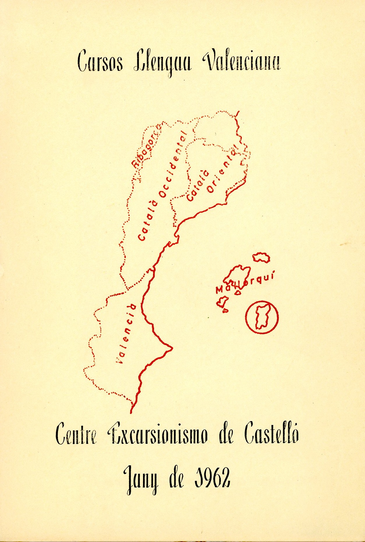 Cursos de Llengua Valenciana : Centre Excursionismo de Castelló : Juny de 1962 - Portada